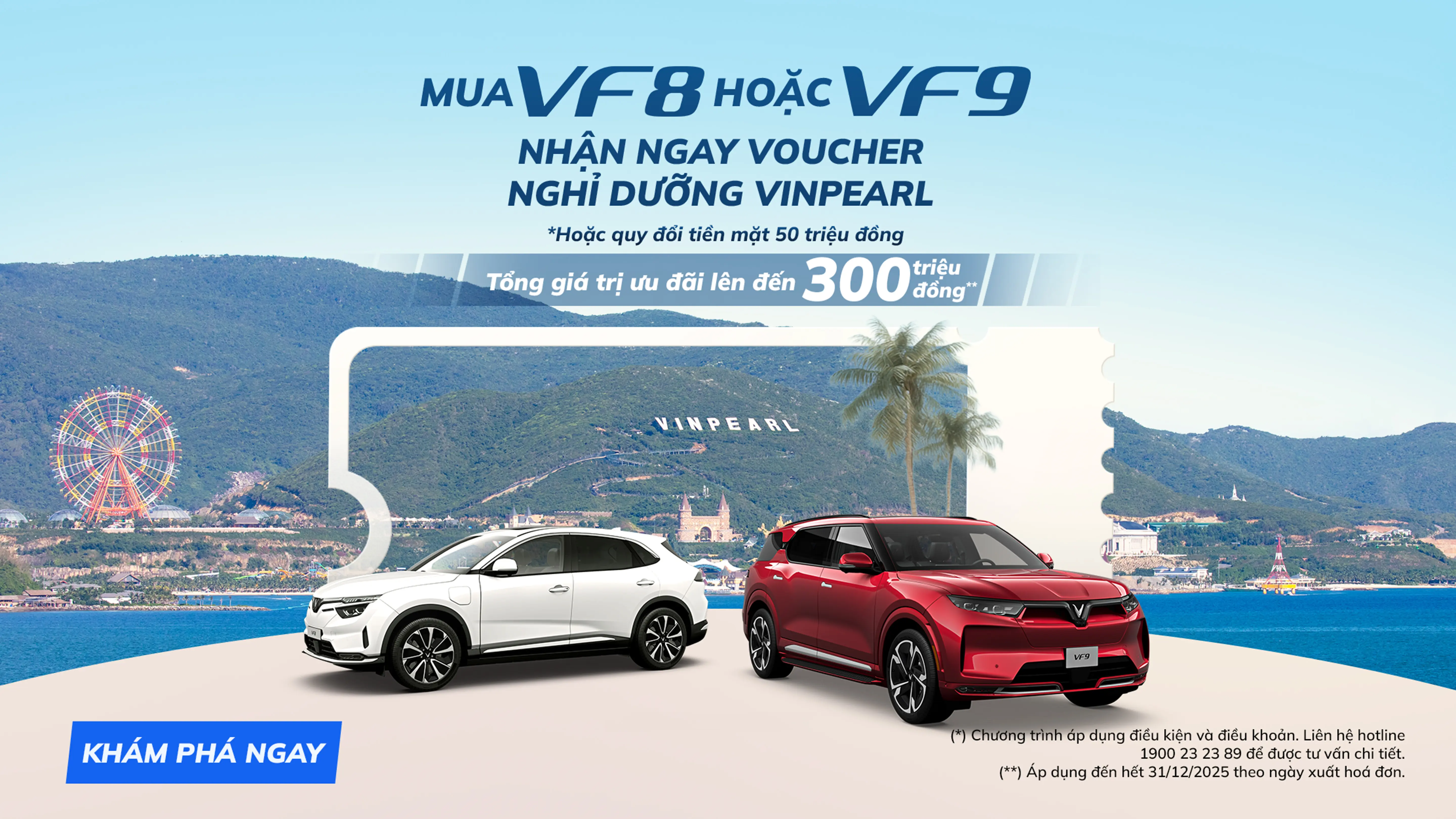 Mua VF8, VF9 để nhận Voucher nghỉ dưỡng VinPearl